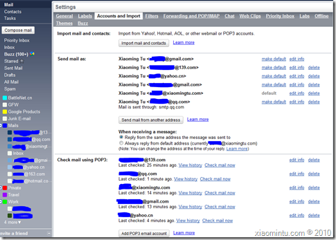 Accounts and Imports设置